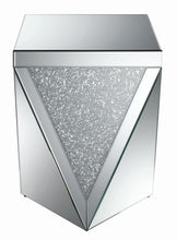 Load image into Gallery viewer, Amore Square End Table with Triangle Detailing Silver and Clear Mirror