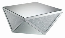 Load image into Gallery viewer, Amore Square Coffee Table with Triangle Detailing Silver and Clear Mirror