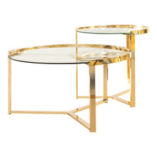 Load image into Gallery viewer, Delia 2-piece Round Nesting Table Clear and Gold