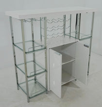 Load image into Gallery viewer, Gallimore 2-door Bar Cabinet with Glass Shelf High Glossy White and Chrome