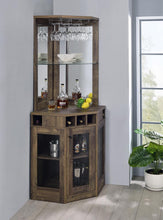 Load image into Gallery viewer, Alviso Corner Bar Cabinet with Stemware Rack Rustic Oak