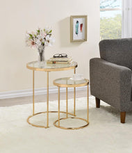 Load image into Gallery viewer, Maylin 2-piece Round Glass Top Nesting Tables Gold