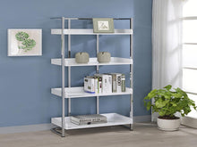 Load image into Gallery viewer, Ember 4-shelf Bookcase White High Gloss and Chrome