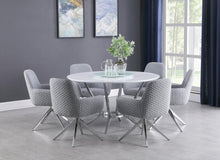 Load image into Gallery viewer, Abby Round Dining Table with Lazy Susan White and Chrome