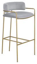 Load image into Gallery viewer, Comstock Upholstered Low Back Stool Grey and Gold