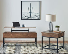 Load image into Gallery viewer, Byers Square 1-drawer End Table Brown Oak and Sandy Black