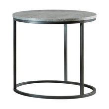 Load image into Gallery viewer, Lainey Faux Marble Round Top End Table Grey and Gunmetal