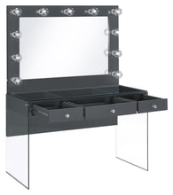 Load image into Gallery viewer, Afshan 3-drawer Vanity Desk with Lighting Mirror Grey High Gloss