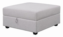 Load image into Gallery viewer, Cambria Upholstered Square Storage Ottoman Grey