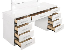 Load image into Gallery viewer, Felicity 9-drawer Vanity Desk with Lighted Mirror Glossy White