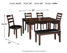 Load image into Gallery viewer, Coviar Dining Table and Chairs with Bench (Set of 6)