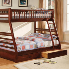 Load image into Gallery viewer, California II Cherry Twin/Full Bunk Bed w/ 2 Drawers Cherry, Walnut, Grey, &Oak