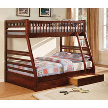 Load image into Gallery viewer, California II Cherry Twin/Full Bunk Bed w/ 2 Drawers Cherry, Walnut, Grey, &Oak