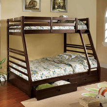 Load image into Gallery viewer, California II Cherry Twin/Full Bunk Bed w/ 2 Drawers Cherry, Walnut, Grey, &Oak