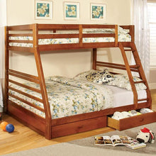 Load image into Gallery viewer, California II Cherry Twin/Full Bunk Bed w/ 2 Drawers Cherry, Walnut, Grey, &Oak