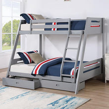 Load image into Gallery viewer, Emilee Twin/Full Bunk Bed White, Grey, Espresso, & Black