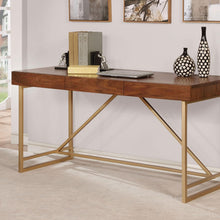 Load image into Gallery viewer, Halstein Light Walnut/Gold Desk