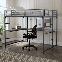 Load image into Gallery viewer, Cybill Full Loft Bed White, Silver, & Black
