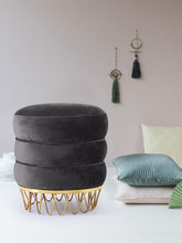 Load image into Gallery viewer, Revolve Grey Velvet Ottoman/Stool