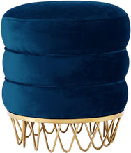 Load image into Gallery viewer, Revolve Navy Velvet Ottoman/Stool