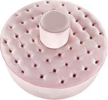 Load image into Gallery viewer, Banquet Pink Velvet Ottoman/Bench