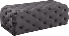Load image into Gallery viewer, Casey Grey Velvet Ottoman/Bench