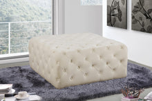 Load image into Gallery viewer, Ariel Cream Velvet Ottoman/Bench