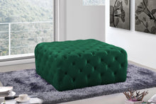 Load image into Gallery viewer, Ariel Green Velvet Ottoman/Bench