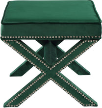Load image into Gallery viewer, Nixon Green Velvet Ottoman/Bench