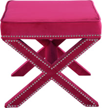 Load image into Gallery viewer, Nixon Pink Velvet Ottoman/Bench