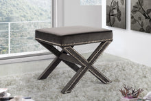 Load image into Gallery viewer, Nixon Grey Velvet Ottoman/Bench
