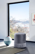 Load image into Gallery viewer, Teddy Grey Velvet Ottoman/Stool