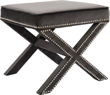 Load image into Gallery viewer, Nixon Grey Velvet Ottoman/Bench