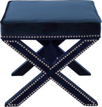 Load image into Gallery viewer, Nixon Navy Velvet Ottoman/Bench