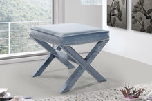 Load image into Gallery viewer, Nixon Sky Blue Velvet Ottoman/Bench