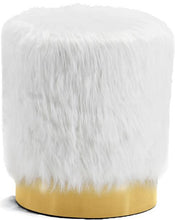Load image into Gallery viewer, Joy White Faux Fur Ottoman/Stool