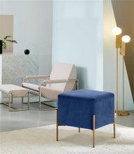 Load image into Gallery viewer, Isla Navy Velvet Ottoman/Stool