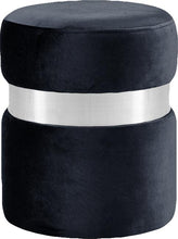 Load image into Gallery viewer, Hailey Black Velvet Ottoman/Stool