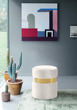 Load image into Gallery viewer, Hailey Cream Velvet Ottoman/Stool