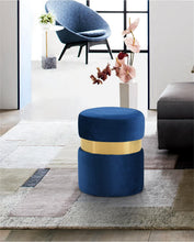 Load image into Gallery viewer, Hailey Navy Velvet Ottoman/Stool