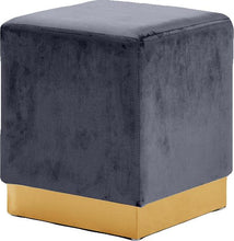 Load image into Gallery viewer, Jax Grey Velvet Ottoman/Stool