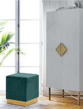 Load image into Gallery viewer, Jax Green Velvet Ottoman/Stool