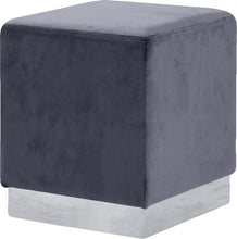Load image into Gallery viewer, Jax Grey Velvet Ottoman/Stool
