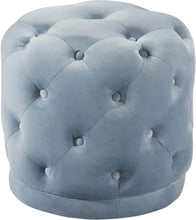 Load image into Gallery viewer, Harper Sky Blue Velvet Ottoman/Stool