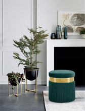 Load image into Gallery viewer, Yasmine Green Velvet Ottoman/Stool