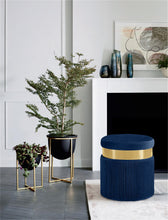 Load image into Gallery viewer, Yasmine Navy Velvet Ottoman/Stool