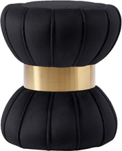 Load image into Gallery viewer, Vino Black Velvet Ottoman/Stool