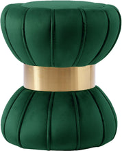 Load image into Gallery viewer, Vino Green Velvet Ottoman/Stool