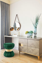 Load image into Gallery viewer, Vino Green Velvet Ottoman/Stool