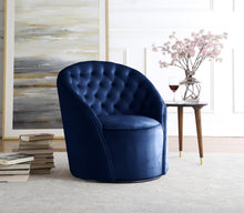 Load image into Gallery viewer, Alessio Navy Velvet Accent Chair